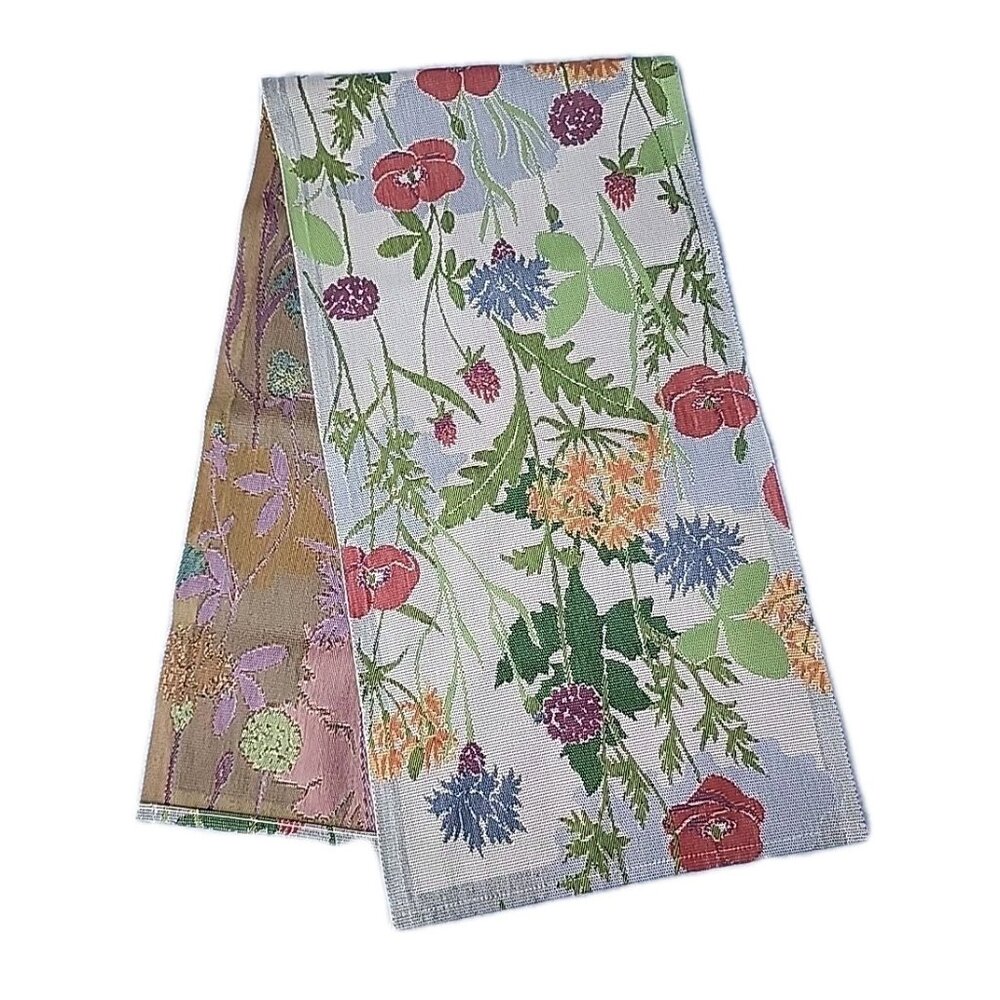 Ekelund Sweden Alpine Flowers Cotton Tapestry Poppy Botanical VTG Table Runner - Picture 2 of 11